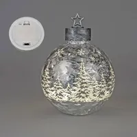 Formano Deko-Kugel Silber-Frosty 32cm mit LED Licht Timer Beleuchtete
