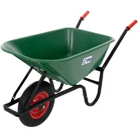 ECD Germany Schubkarre, 100 Liter PP-Mulde Grün, 150kg Tragkraft,