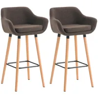 CLP 2er Set Barhocker Grant mit Stoffbezug braun