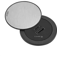 EVOline One USB-Charger A/C mit Deckel schwarz, Edelstahleinleger