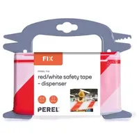 Perel Absperrband auf Rolle 100 m Rot/Weiß