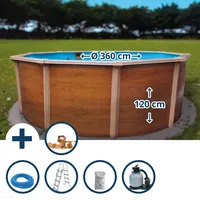 Gre Stahlwandpool Set rund 360 x 120 cm, Stahl