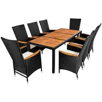 CASARIA Polyrattan Garten-Sitzgruppe Rio 9-tlg Schwarz verstellbar