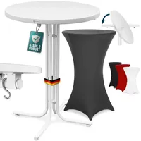 CASARIA Stehtisch Weiß 110x70cm + Stehtischhusse Grau Ø70cm