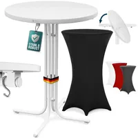 CASARIA Stehtisch Weiß 110x70cm + Stehtischhusse Schwarz Ø70cm