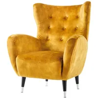 Riess-Ambiente Retro Design Sessel DON senfgelb Samt Federkern silberne