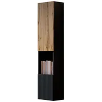 Mirjan24 Hängevitrine, Schwarz, Eiche Wotan, Holzwerkstoff, Rechteckig, 40x180x30 cm,