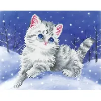 Needle art world Diamond Painting Katze im Schnee