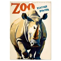 Calvendo Zoo Vintage-Poster (Wandkalender 2026 DIN A4 hoch), CALVENDO