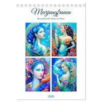 Calvendo Meerjungfrauen. Bezaubernde Nixen im Meer (Tischkalender 2026 DIN