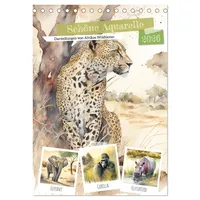 Calvendo Schöne Aquarelle. Darstellungen von Afrikas Wildtieren (Tischkalender 2026