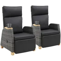 Tectake tectake® Rattansessel, Grau, Kunststoff, 68.5x104x128 cm, Gartenmöbel, Gartenstühle,