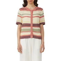 QS Strickjacke kurzarm in mehrfarbig|beige, M