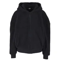 URBAN CLASSICS Ladies Oversized Sherpa Zip Hoody | schwarz
