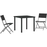 VidaXL Garten Essgruppe Falten 3 pcs Schwarz Textilene und