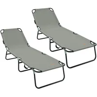 VidaXL Klappliegen 2 Stk. Tragbar Grau 600D Oxford-Gewebe