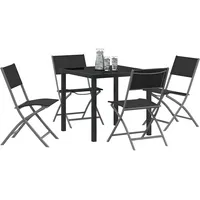 VidaXL Garten Essgruppe Falten 5 pcs Schwarz Textilene und