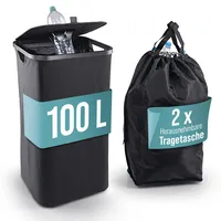 WELLENBORG Pfandflaschen-Sammelbehälter 100L schwarz inkl. 2 Beuteln | Schwarz