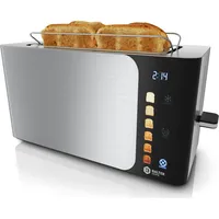 Balter Toaster 4 Scheiben, Langschlitz, Edelstahl, Brötchenaufsatz, LCD Display,