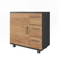 Vicco Waschbeckenunterschrank Ilias, Anthrazit/Goldkraft Eiche, 60.2 x 60.8 cm