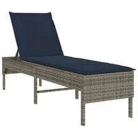 VidaXL Sonnenliege mit Auflage Grau 55x200x44 cm Poly Rattan