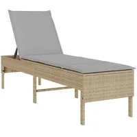 VidaXL Sonnenliege mit Auflage Beige 55x200x44 cm Poly Rattan