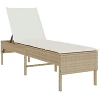 VidaXL Sonnenliege mit Auflage Beige 55x200x44 cm Poly Rattan