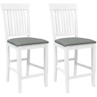 VidaXL Barhocker mit Kissen 2 Stk. Weiß Massivholz Gummibaum