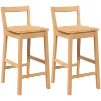 VidaXL Barhocker 2 Stk. Natur Massivholz Gummibaum