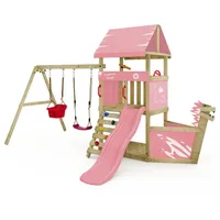 Wickey Klettergerüst DinkyHouse mit Rutsche, und Schiffsnase – pastellpink