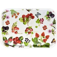 Lashuma Eckiges Desserttablett Mediterran, Serviertablett aus Melamin, Design: Waldbeeren,