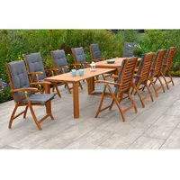 Merxx Paraiba Set 21-tlg. 10 Klappsessel 10 Auflagen Flex-Gartentisch