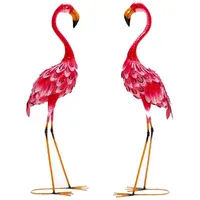 Goplus Flamingo-Gartenstatuen, 2er Set Gartenskulpturen aus Metall, 89cm hoch
