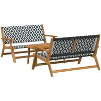 VidaXL Gartenstühle mit Tisch, 3-teiliges Set, Schwarz und Weiß,