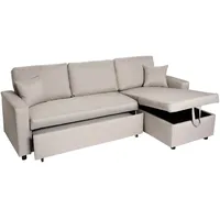 MCW Eckcouch Textil mit Bettkasten 2-Sitzer Beige