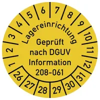 Dreifke Dreifke® Prüfplakette Lagereinrichtung DGUV-208-061, 2026-2031, Folie, Ø 30mm,