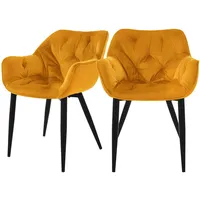 ML-Design Esszimmerstühle 2er Set Senfgelb aus dickem Samtstoff