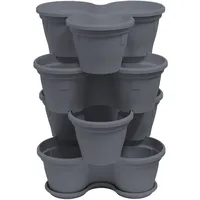 ENGELLAND® 4X Blumentopf, Säulentopf, Pflanzturm, Hochbeet, mit Untersetzer, stapelbar,