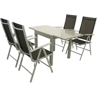 TPFGarden GARTEN-GARNITUR Sunderland - 5-teilige Garten-Essgruppe (4x Klappsessel mit