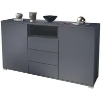 Vladon Sideboard, Grau, Holzwerkstoff, 138.5x75.5x35 cm, Wohnzimmer, Kommoden &