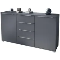 Vladon Sideboard Dunkelgrau, Holzwerkstoff, 138.5x75.5x35 cm) Wohnzimmer, Kommoden &