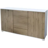 Vladon Sideboard, Eiche San Remo, Holzwerkstoff, 138.5x75.5x35 cm, Wohnzimmer,