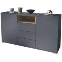 Vladon Sideboard, Eiche, Holzwerkstoff, 138.5x75.5x35 cm, Wohnzimmer, Kommoden &