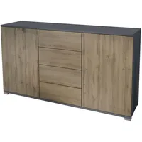 Vladon Sideboard, Eiche San Remo, Holzwerkstoff, 138.5x75.5x35 cm, Wohnzimmer,