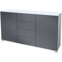 Vladon Sideboard, Anthrazit, Holzwerkstoff, 138.5x75.5x35 cm, Wohnzimmer, Kommoden &