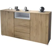 Vladon Sideboard, Weiß, Holzwerkstoff, 138.5x75.5x35 cm, Wohnzimmer, Kommoden &