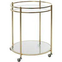 FineBuy Servierwagen Gold Ø 57cm Beistelltisch Teewagen Rollen Küchenwagen