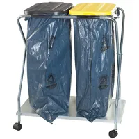 BRB-Lagertechnik BRB Müllsackständer mit Rollen, für 70-120L Säcke (schwarz/gelb,