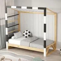 ML-Design Kinderbett Fußballtor 70 x 140 cm Kiefer schwarz-weiß