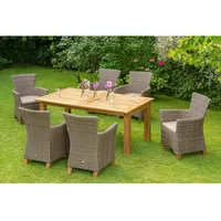 Merxx Gartenmöbel-Set Toskana 13-tlg. Natur inkl. Ausziehtisch